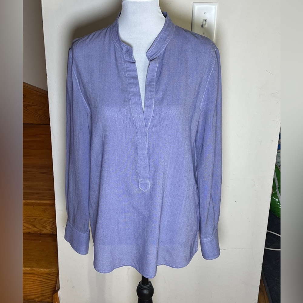 Wes Gordon Blue Tunic with Mandarin Collar